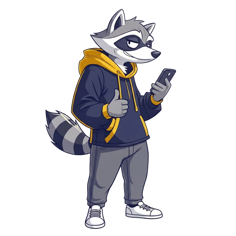 Raccoon giving a thumbs up